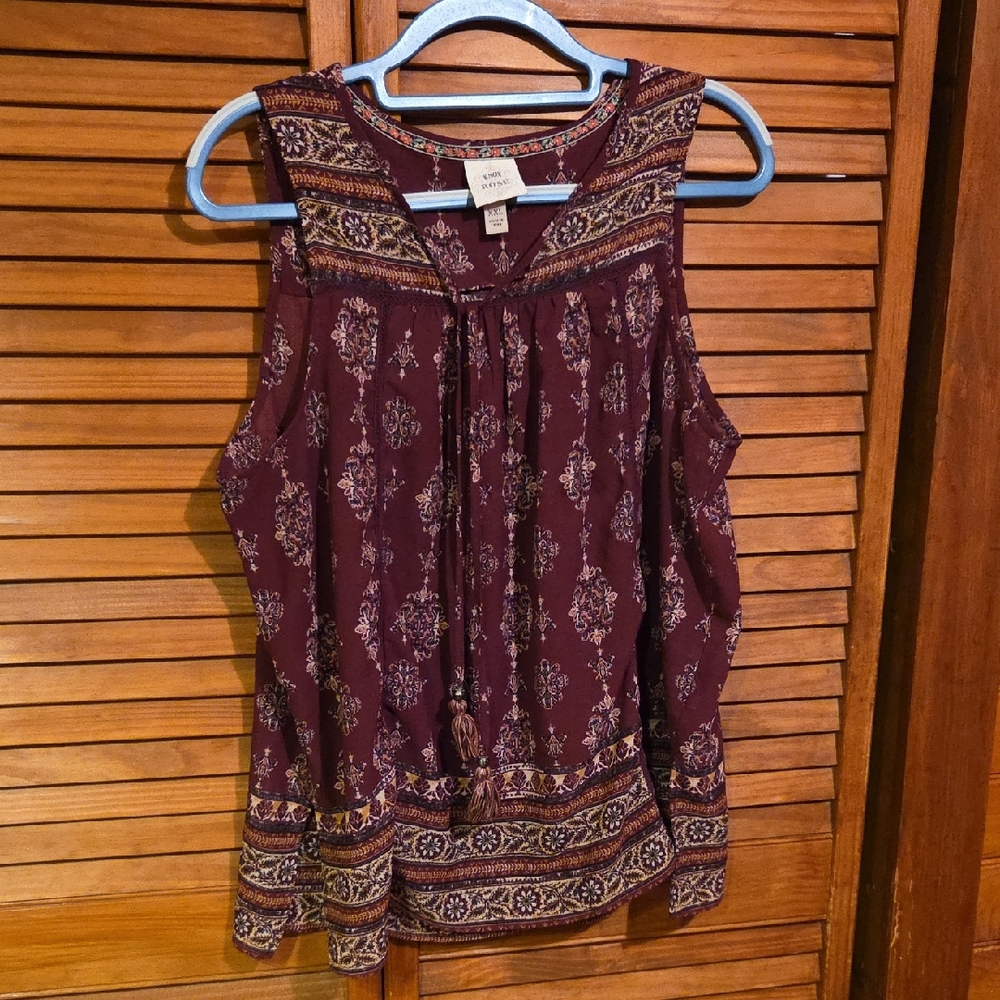 Knox Rose Burgundy Sleeveless Blouse